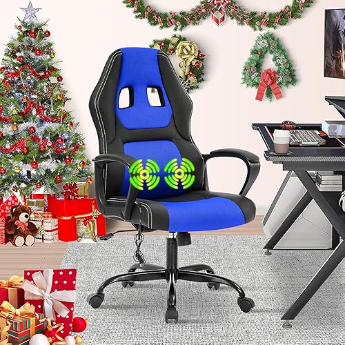 Miniatura 14 de Silla para videojuegos, silla de oficina de masaje, sillas ergonómicas de videojuegos, silla de computadora reclinable ajustable con soporte lumbar,