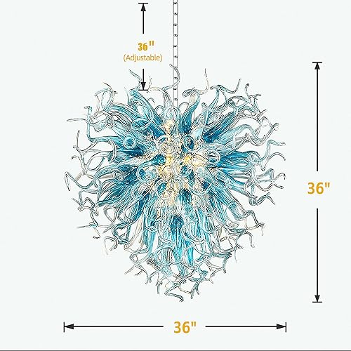 Miniatura 3 de Chihuly Candelabros modernos de cristal soplado a mano lámpara de techo colgante para cocina dormitorio comedor hotel sala de estar decoración del