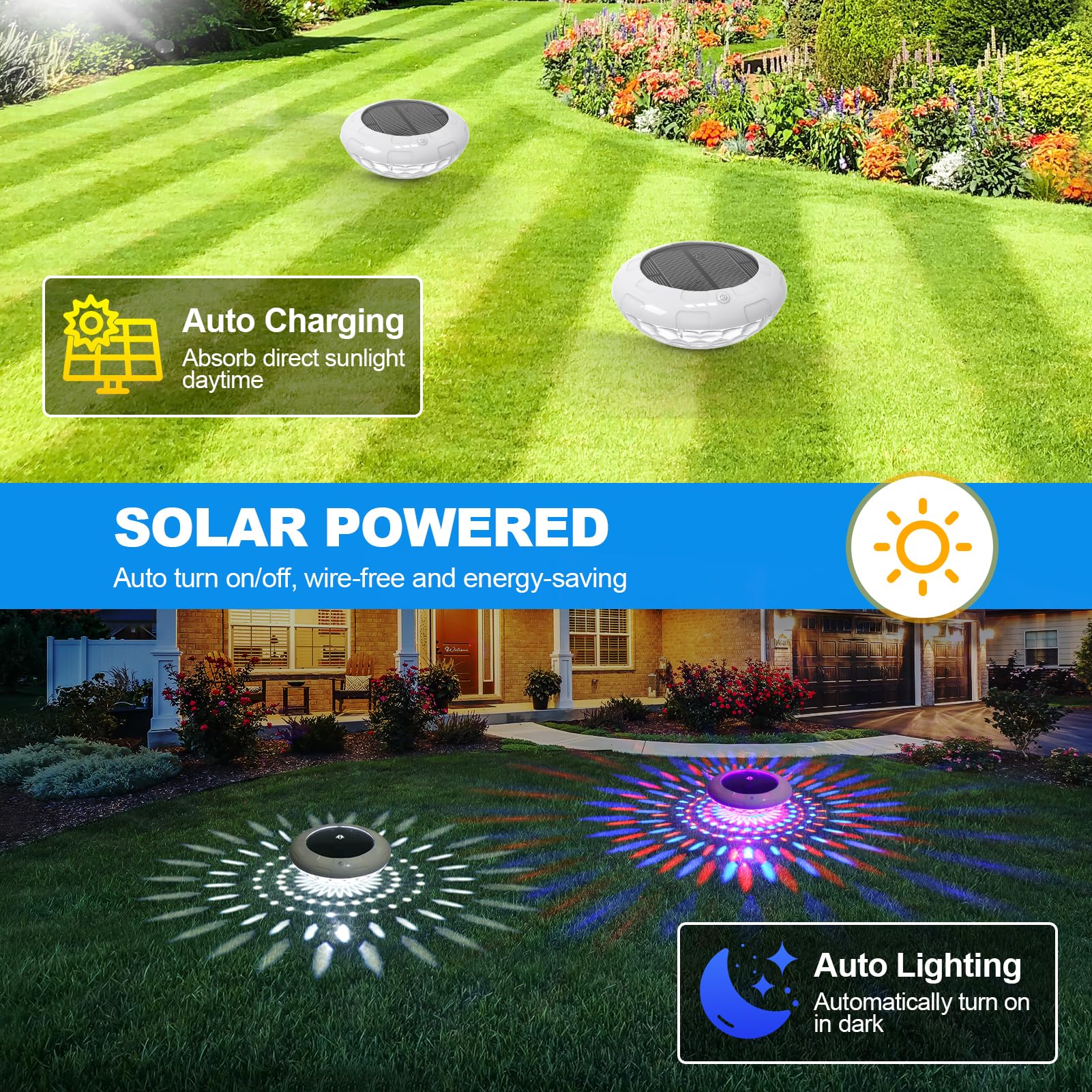 KingSom Lumiere Piscine Flottante avec Télécommande, Lampe Flottante Piscine Solaire avec 12 Modes Colorés, Étanche IP68 Lampe Piscine, Éclairage Piscine, Lumiere Piscine Hors Sol pour Spa-2 Pièces