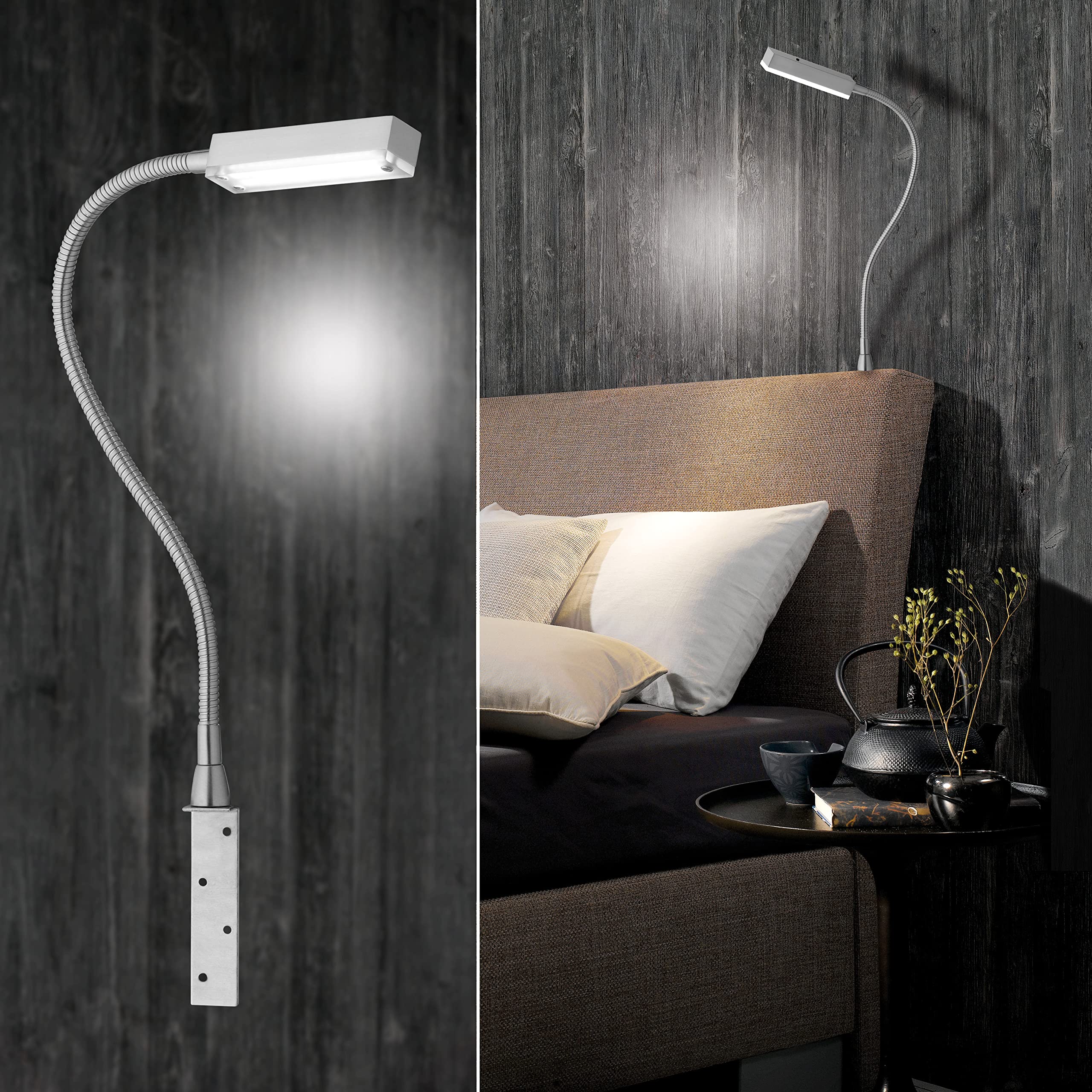 Fischer & Honsel | Bettleuchte Flex, Raik | mit Gestensteuerung dimmbar | 1x LED 5 Watt, 3000 Kelvin, 470 Lumen | EEK: F | 30602, Weiß