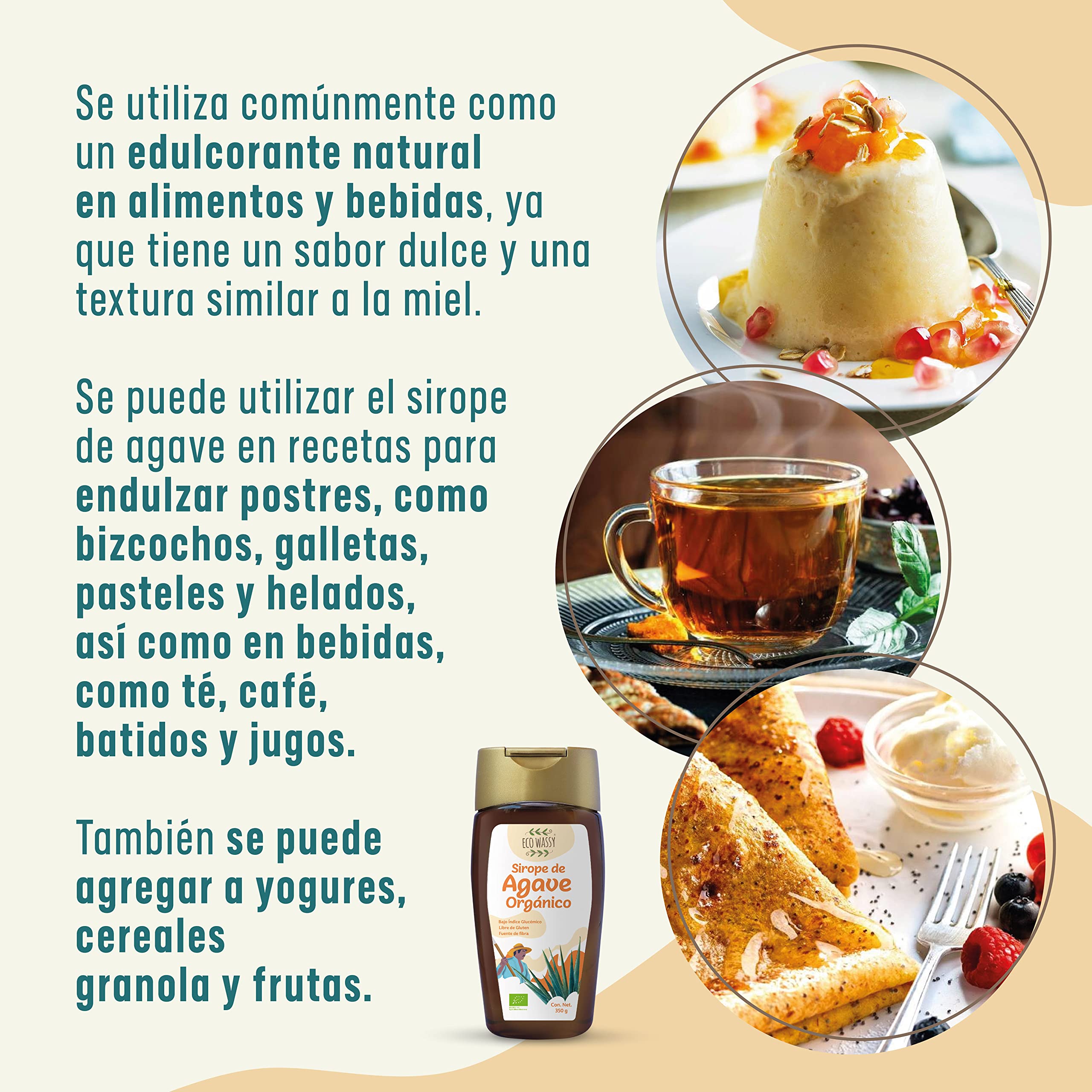Sirope De Agave Crudo, Endulzante Natural Orgánico, 100% Puro, Sin Gluten, Bajo Índice Glucémico