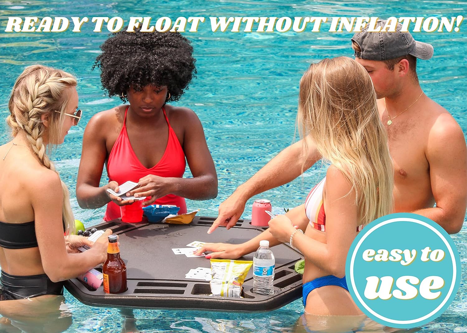 Polar Whale Floating Large Poker Table Game Tray for Pool or Beach Party Float Lounge Durable Foam 40.5 Inch Chip Slots Drink Holders with Waterproof Playing Cards Deck UV Resistant : Toys & Games