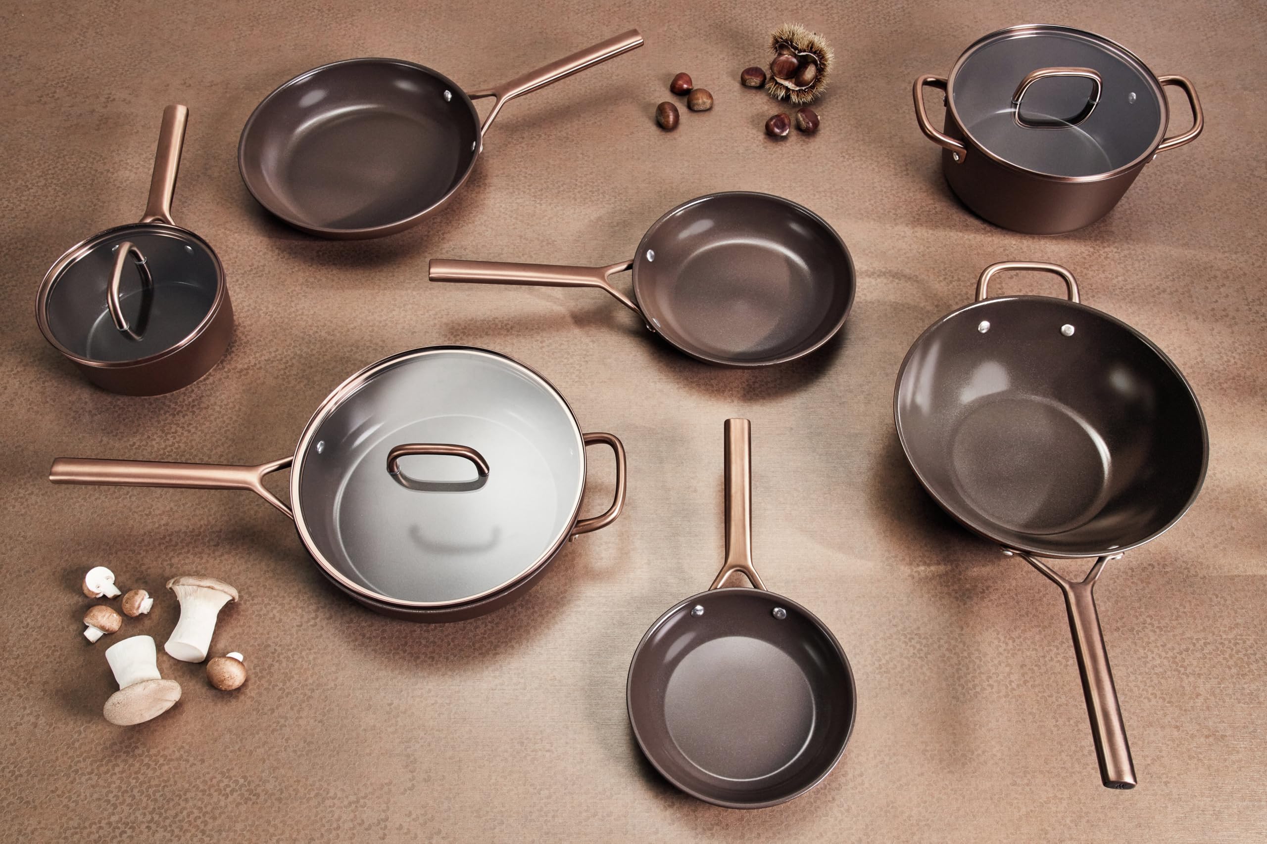 ZWILLING Milano Bratpfanne 28 cm, Aluminium, Keramik-Antihaftbeschichtung, hergestellt ohne PFAS, induktionsgeeignet, spülmaschinengeeignet, Made in Italy, braun