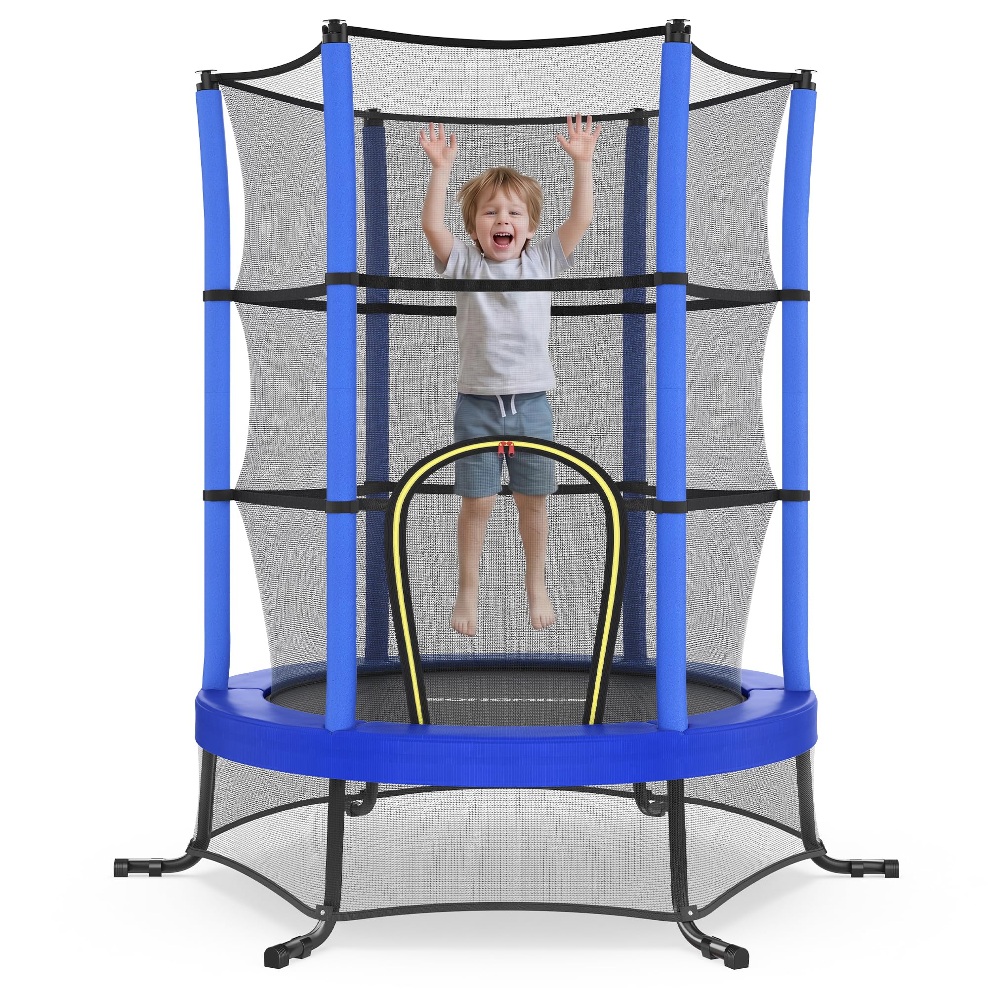SONGMICS Trampolin Kinder, 174 cm Kindertrampolin mit Sicherheitsnetz, Randabdeckung, Mini-Trampolin Fitness, Stahlrahmen, Gartentrampolin, für Indoor und Outdoor, Garten