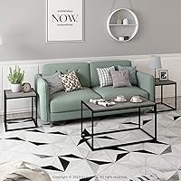 Vista 2 de Furinno Camus - Mesa de sala de estar moderna con 2 mesas auxiliares incluidas, roble francés gris