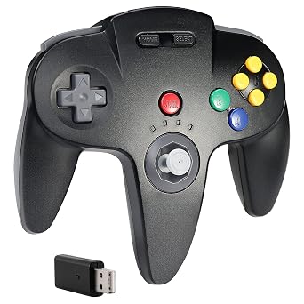 Wireless 2.4 GHz USB N64 Controller Made for Switch 1 & 2 Console Black
