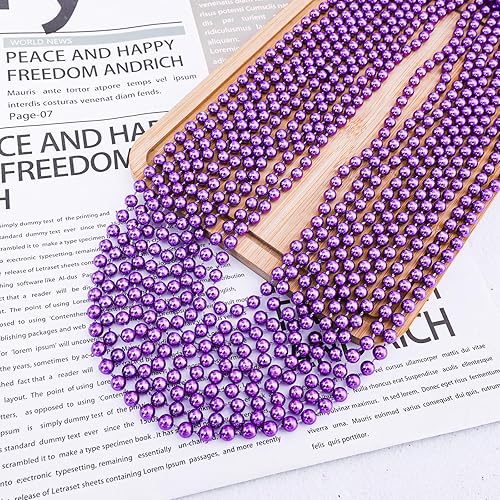 Miniatura 10 de Garma 144 cuentas de Mardi Gras a granel de 33 pulgadas 0276in morado dorado verde plateado rojo azul para festivales de Mardi Gras desfiles de