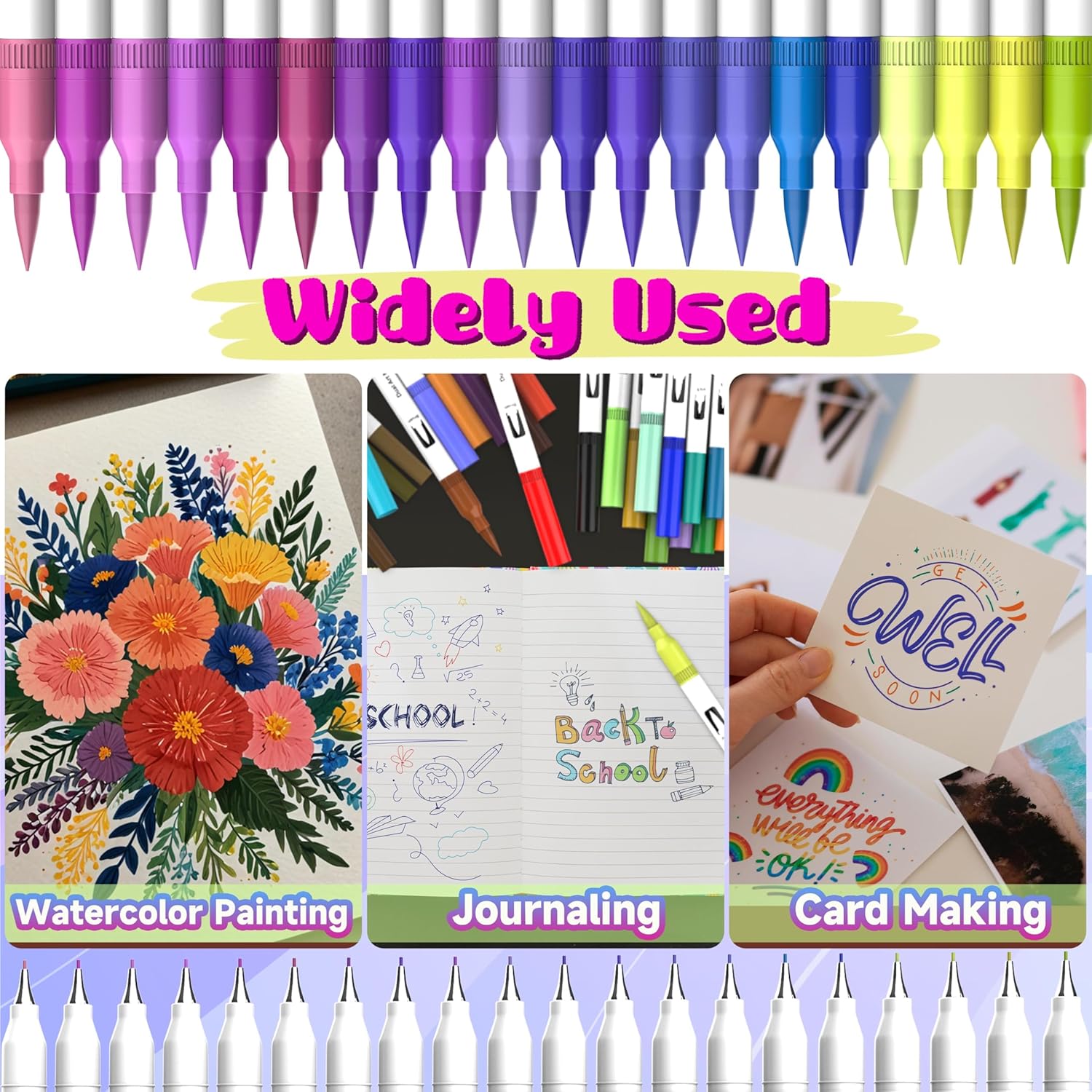 120 Color Dual Tips Brush Pens, Fine and Brush Tip Markers with Swatch Card for Adult Coloring, Art Markers Set for Journaling Calligraphy Drawing Sketching Doodling Illustrating - Image 6