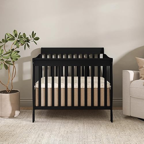 Miniatura 6 de Dream On Me Aden, Mini cuna convertible 4 en 1 en color negro, con certificado Greenguard Gold