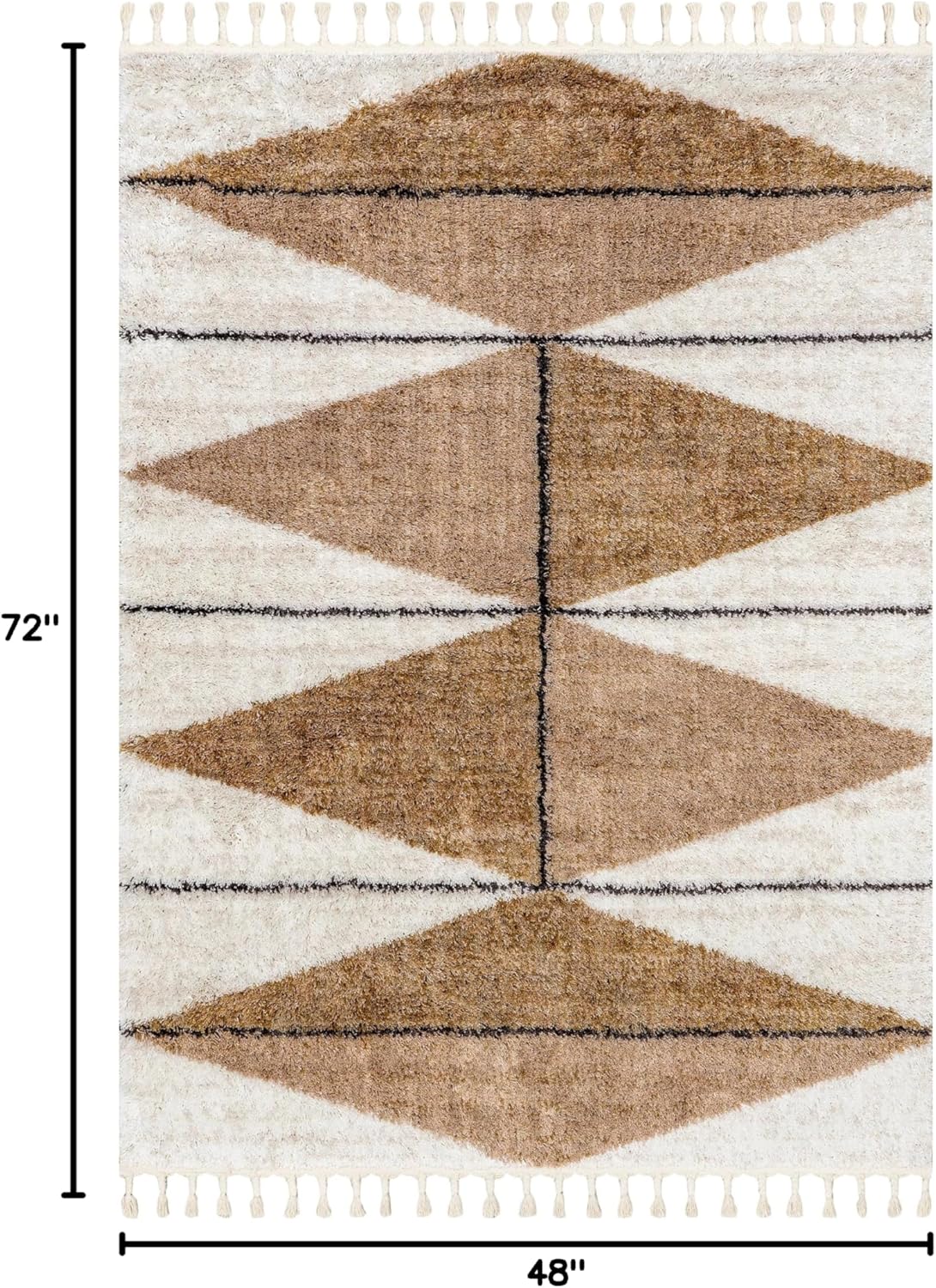 Nuloom Kali Light Brown, 4' x 6', Tribal Abstract, Shag, Soft and Plush, High Traffic, Stain Resistant, Easy Clean, Durable Area Rug for Bedroom, Living Room, Dining Space, Den, Foyer, Entryway