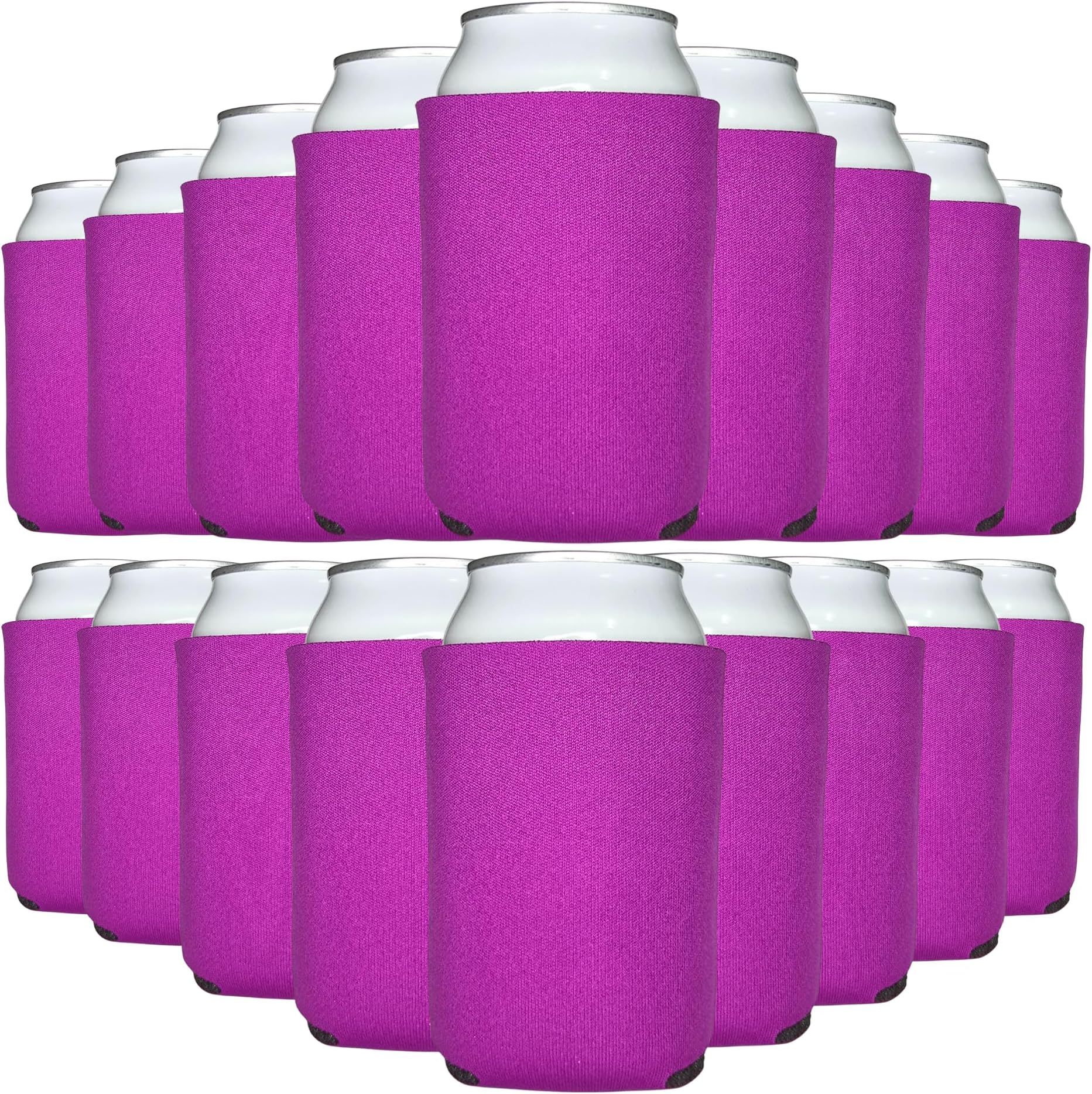 TahoeBay Blank Beer Can Cooler Sleeves (25-Pack) Bulk Sublimation Blanks for Vinyl Plain Soft Foam Can Sleeves Coolers for Soda Cans & Bottles Black, White, Assorted Solid Color (Fuchsia)