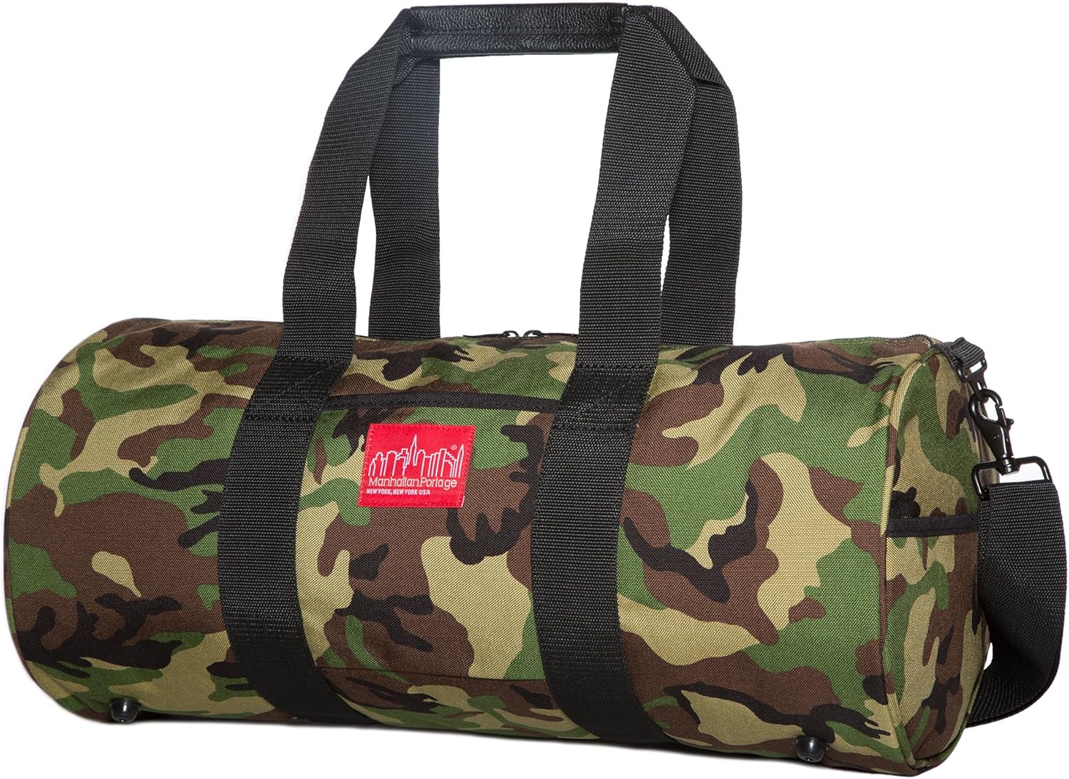Manhattan Portage Chelsea Drum Bag Hold-All Duffle Bag with Detachable Shoulder Strap External Pockets and Keychain Hook Perfect for Travel, Work and Daily Use (Camouflage, Large)
