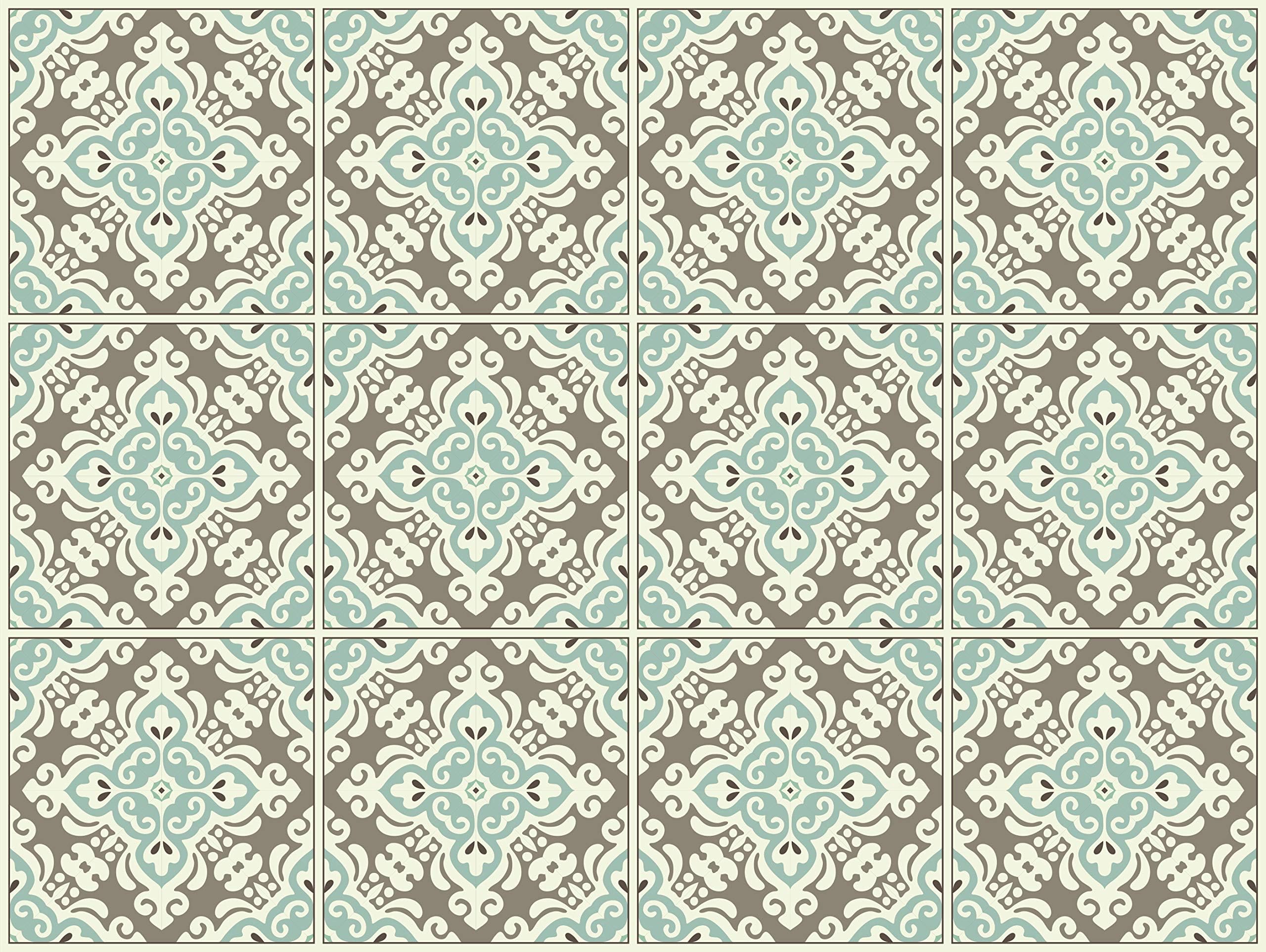 THE NISHA 24 PC Pack (4 X 4) Thin Art Eclectic Peel and Stick Wall Sticky Backsplash Vinyl Waterproof Removable Tile Sticker Decals for Bathroom & Kitchen, 4x4 Inch, Pushkar 1236