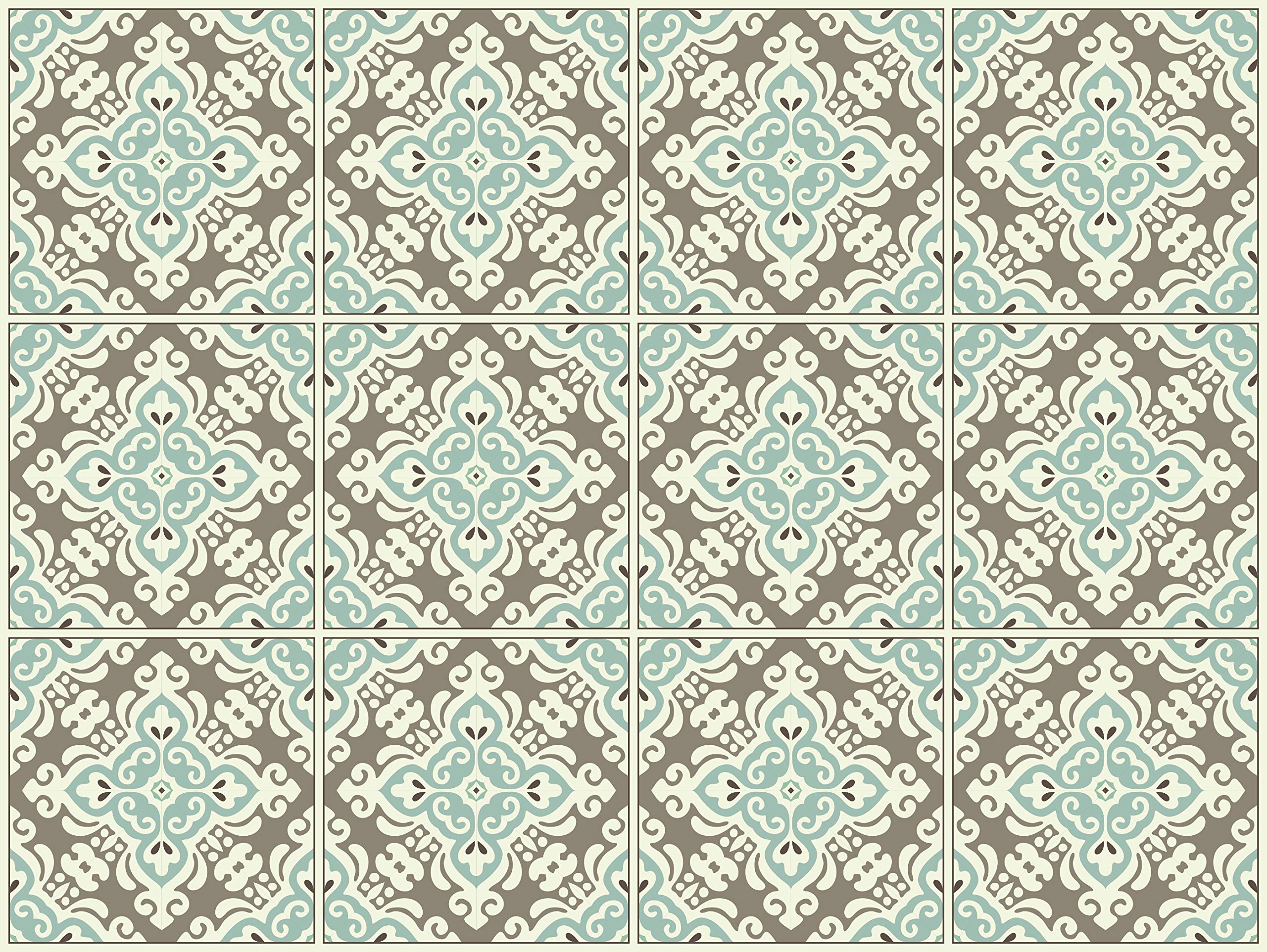 THE NISHA 24 PC Pack (4 X 4) Thin Art Eclectic Peel and Stick Wall Sticky Backsplash Vinyl Waterproof Removable Tile Sticker Decals for Bathroom & Kitchen, 4x4 Inch, Pushkar 1236