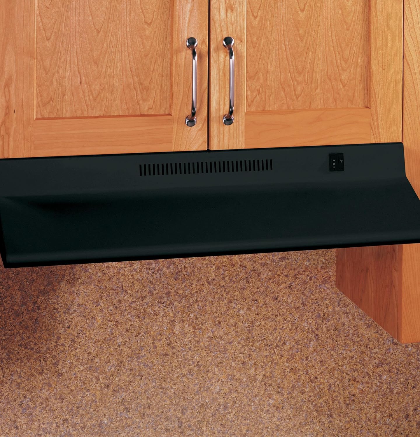 GE Under Cabinet Range Hood | 30-Inch Kitchen Exhaust Fan with 2 Speeds, Cooktop Lighting & Included Filter | Kitchen Essentials | Top or Rear Exhaust Capability | Non-Vented | 170 CFM | Black