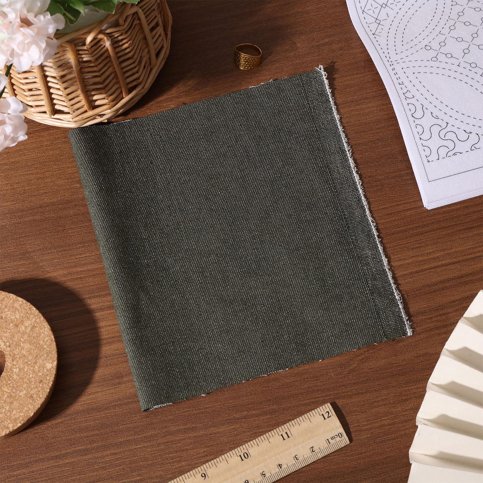 Sashiko-borduurpakket, wateroplosbaar, patch van denimstof met draadnaalden, verschillende patroonsjabloon, compleet met de hand gestikt quiltgereedschap - Nederland