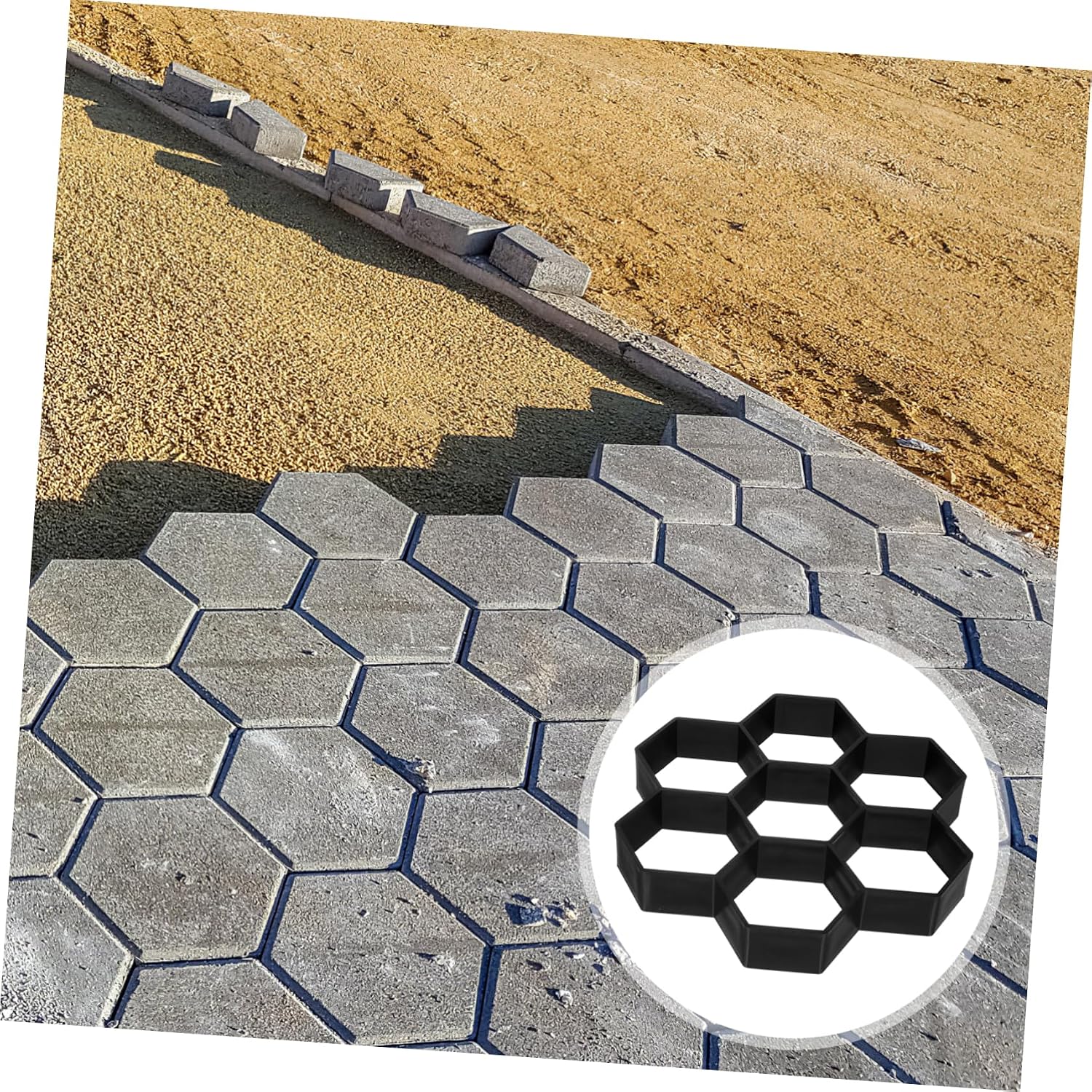 Levemolo Hexagon Brick Mold 11.4X11X1.7 Inch Reusable Plastic Concrete Paver Mold for DIY Garden Path Patio Walkway Floor Tile