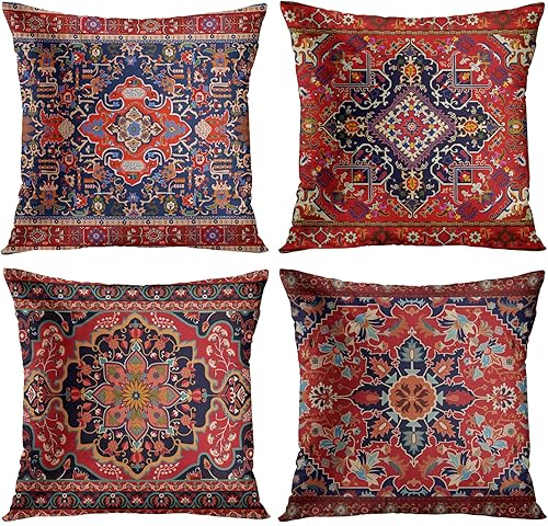 Britimes Juego de 4 fundas de almohada, diseño étnico étnico retro tribal para decoración del hogar, 18 x 18 pulgadas