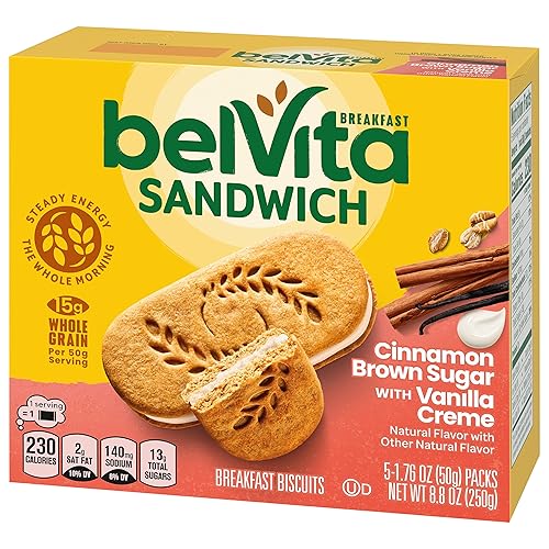 Miniatura 13 de Belvita - Sandwiches de galletas para desayuno, con canela y sabor a crema de vainilla, vainilla, canela, 30 unidades