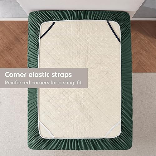 Miniatura 5 de Nestl Bedding - Sábanas bajeras con bolsillo profundo de 53 cm, Microfibra, Hunter Green, King