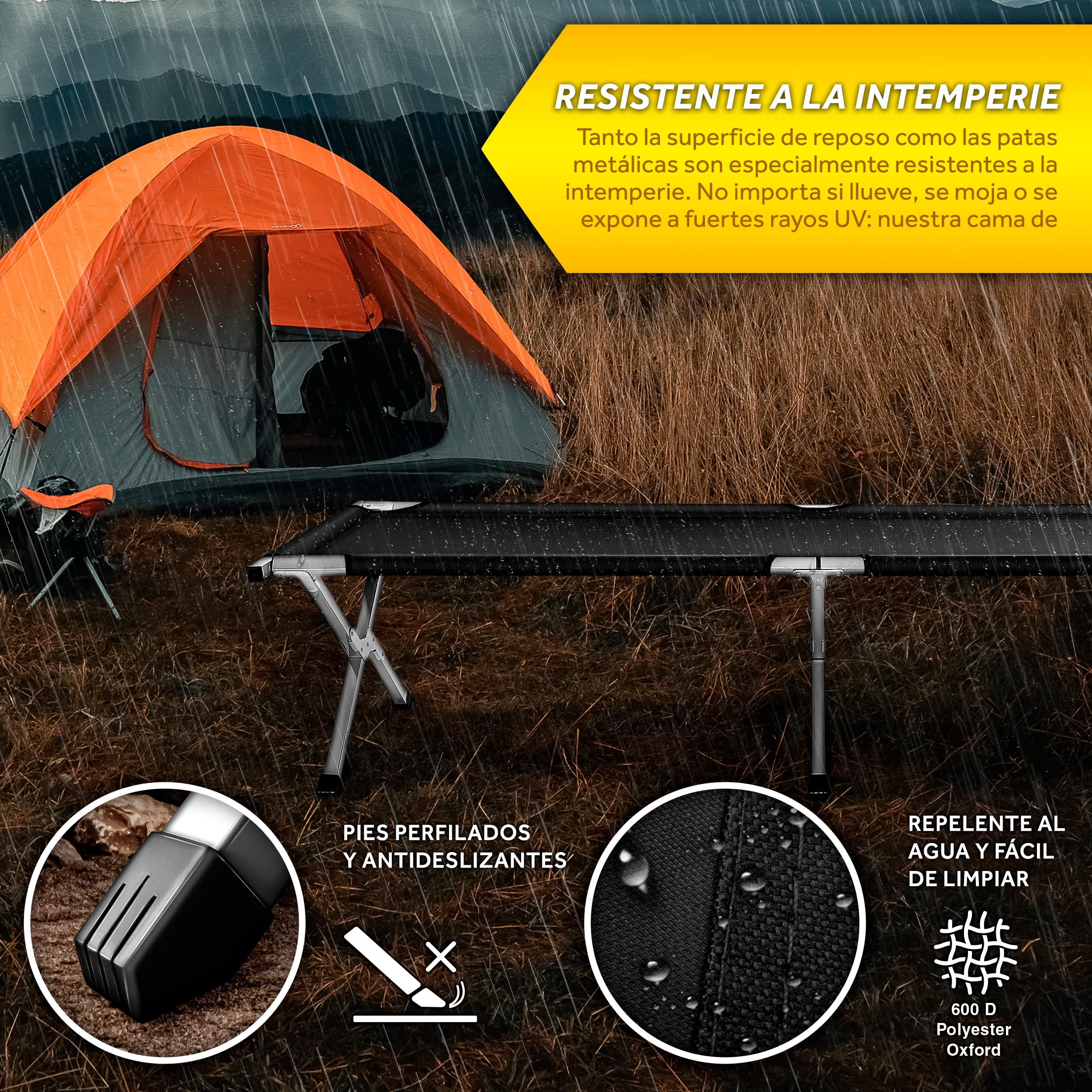 TRESKO Cama Plegable de Camping XL | Camilla para Acampar | catre portátil para Invitados | Tumbona para Exterior e Interior | soporta hasta 150 kg, Bolsa de Transporte