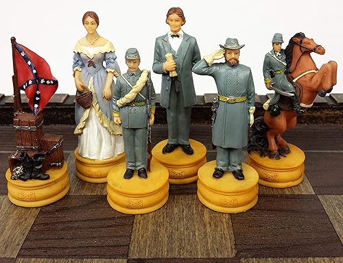 Miniatura 3 de HPL American US Civil Queens War North vs South Juego de ajedrez con tablero de castillo de 17"