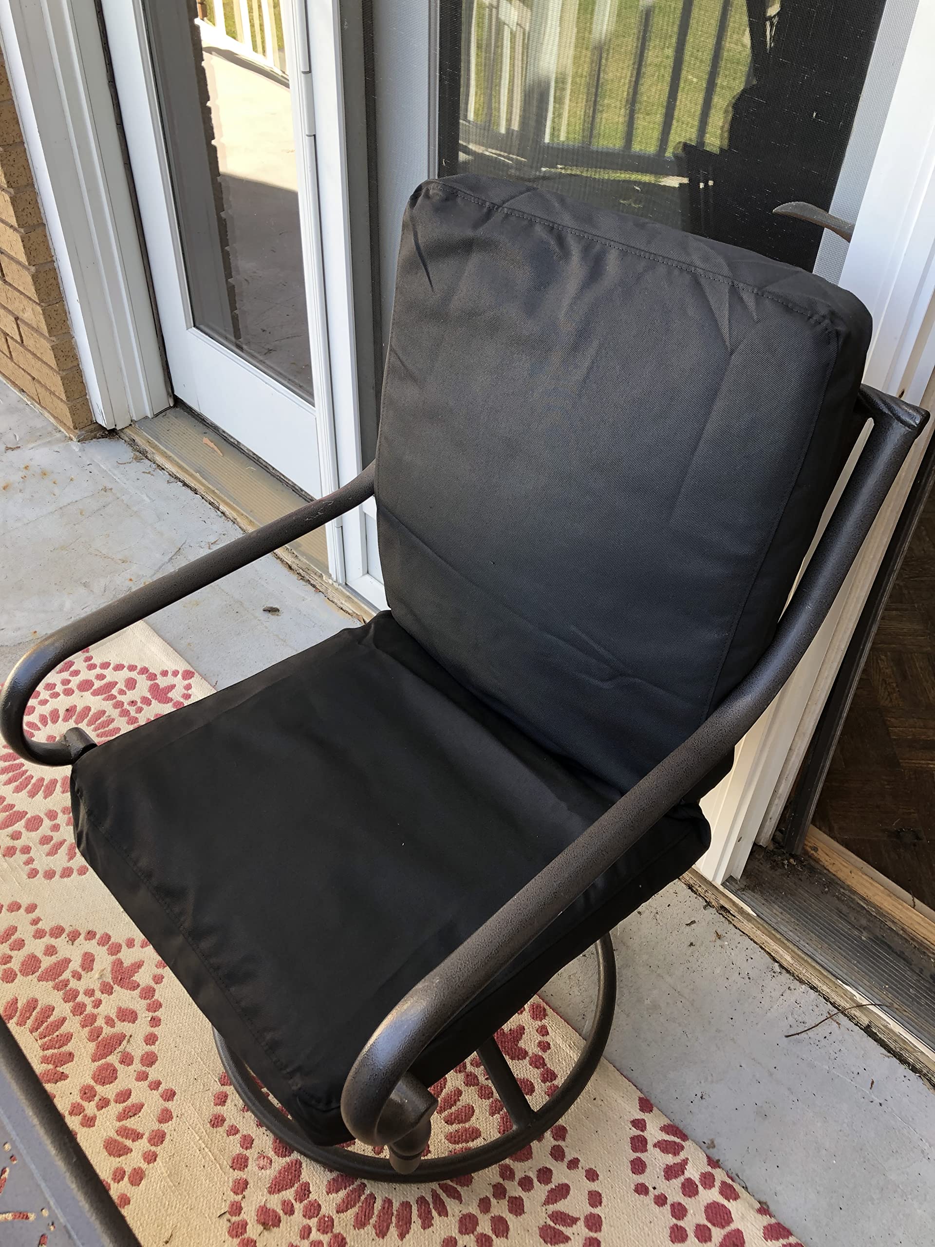 Patio Dining Chair Cushion Covers, Set of 6 for 6 Chairs. Max 20 x 20 x 4 Cushion Size. Top and Bottom Cushions in Same Black Twill Covers. Machine Washable.NO Inserts