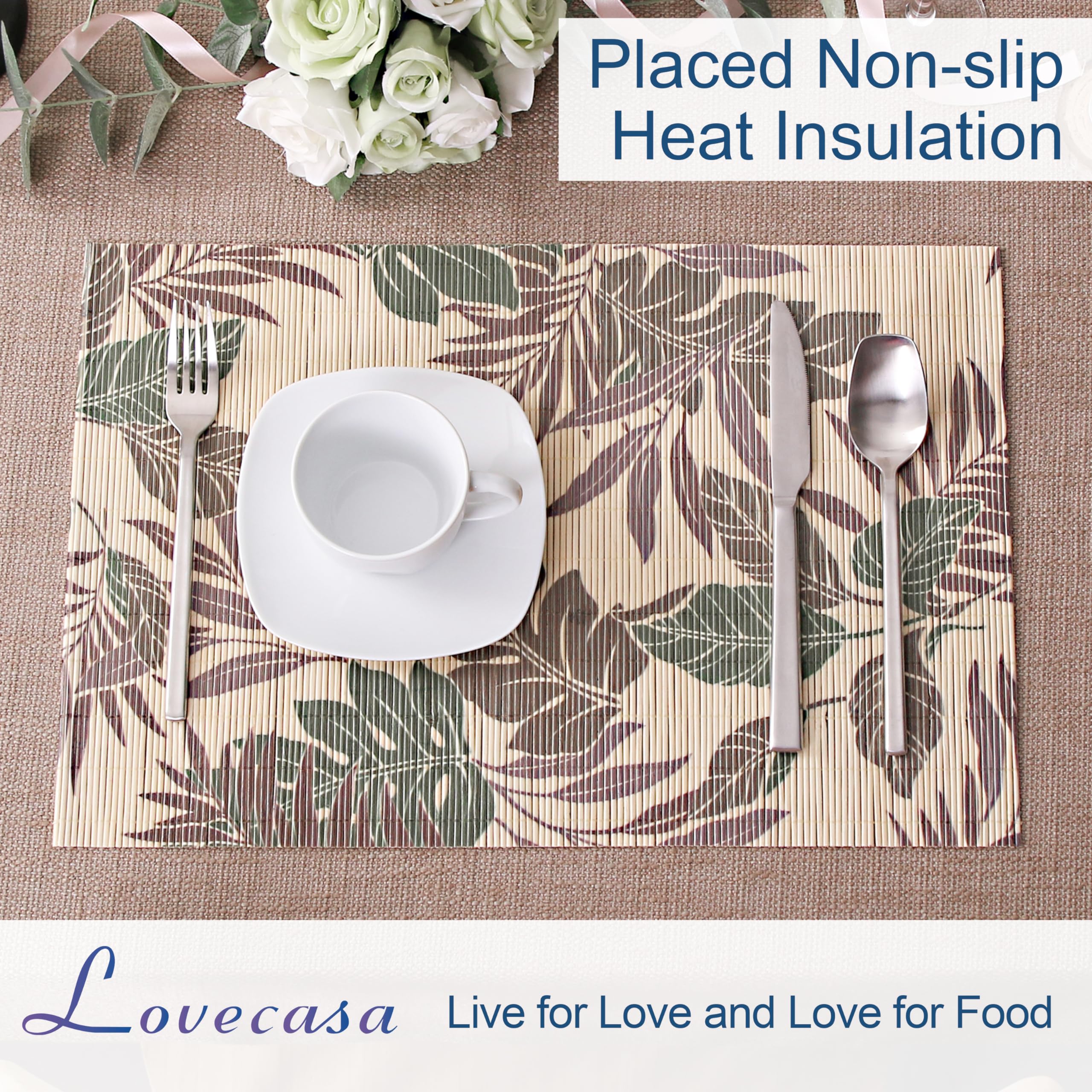 LOVECASA Bambus Platzset, 45 x 30 cm, 6-TLG. Set Tischmatte, Rechteckig  Tischset Bambus : Amazon.de: Kche, Haushalt & Wohnen