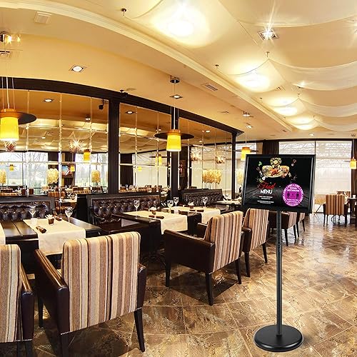 Miniatura 9 de Soporte de letrero de pie de pedestal de 11 x 17 pulgadas, soporte ajustable de aluminio para cartel con marco abierto para avisopósteranuncio