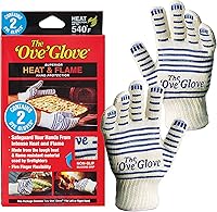 Ove Glove Pack of 2: 540°F Heat & Flame Resistant Oven Mitts with 5-Finger Grip for BBQ, Kitchen & Grilling