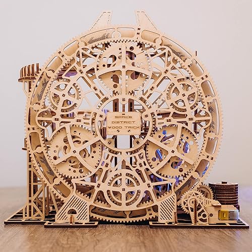 Miniatura 9 de Wood Trick Wooden Marble Run Electric Motorized - Rompecabezas de madera 3D para que los adultos lo construyan, 15 x 14 pulgadas, montaña rusa, kits