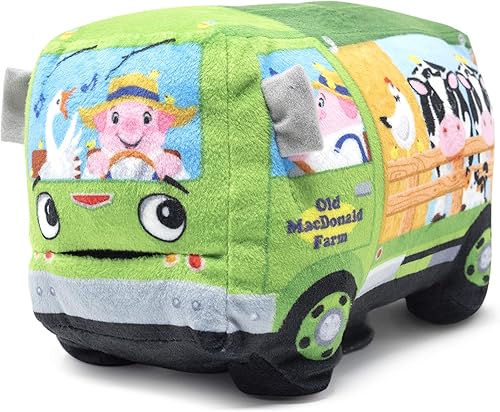 Cuddle Barn - Farmhouse Piggles Juguete animado de peluche de camión de granja cantando y golpeando, canta 2 canciones Old Macdonald y Farmer in