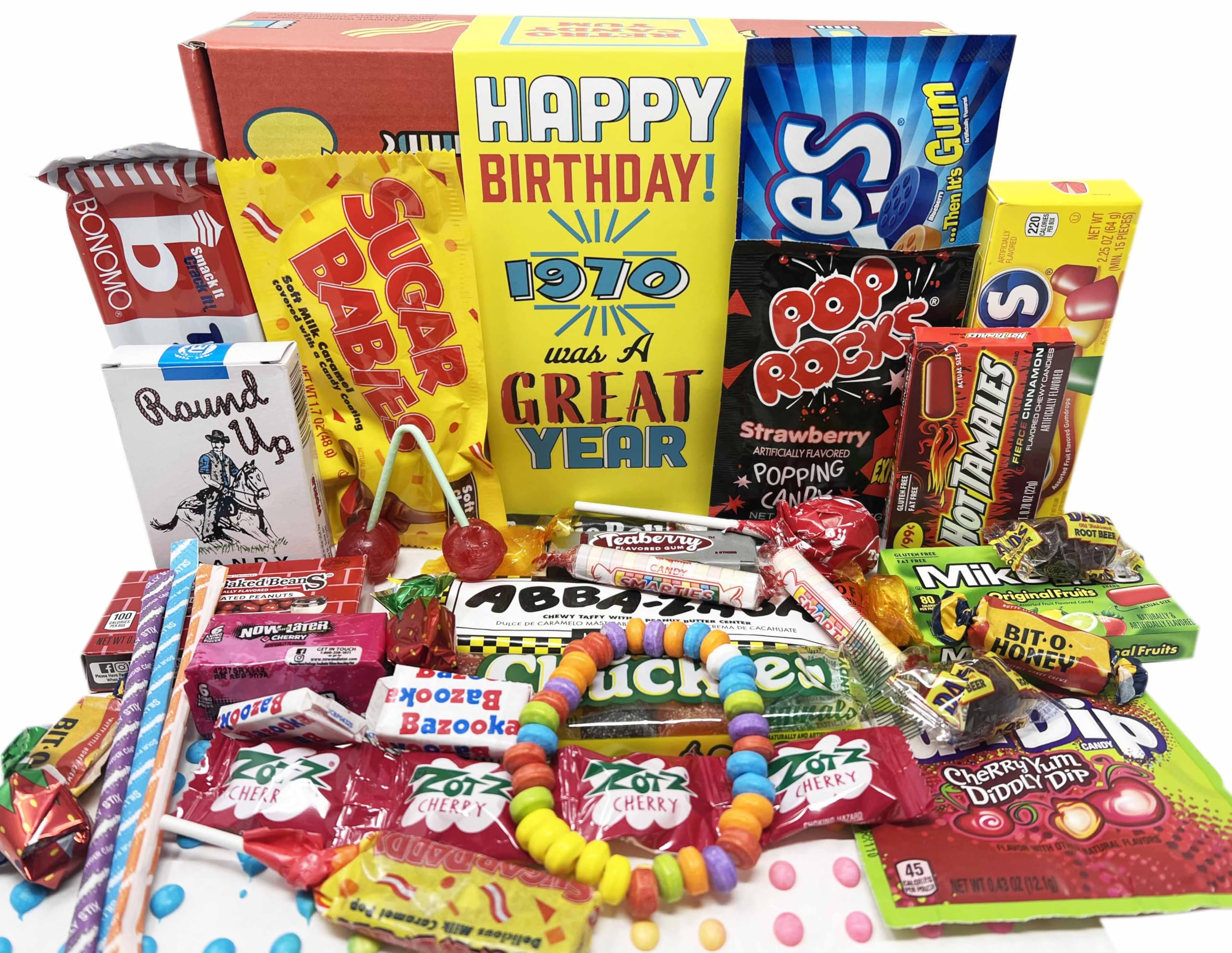 RETRO CANDY YUM ~ 1970 55th Birthday Gifts for 55 Year Old Women and Men Nostalgic 1970s Candy Gift Mix from Childhood Born 1970 Jr