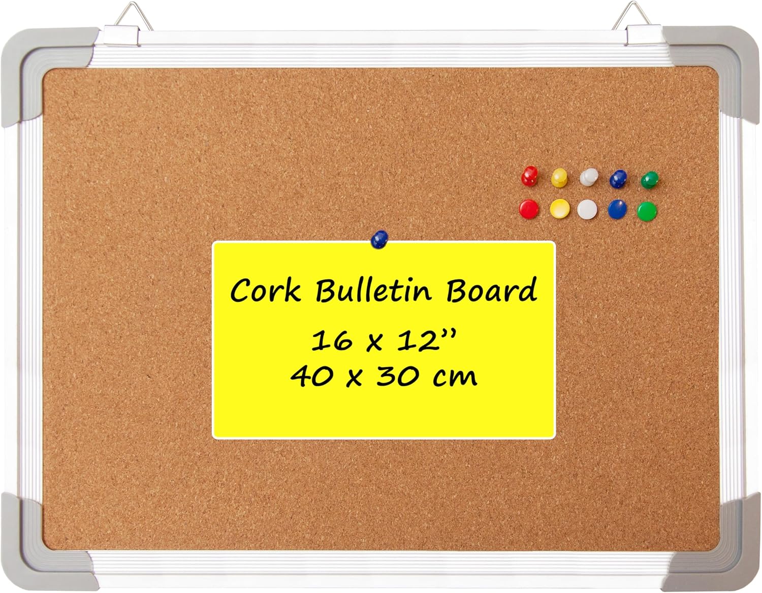 Cork Board Set for Wall - Bulletin Board Corkboard 24 x 18 in with 10 Thumb Tacks - Wall Hanging Pin Board Message Board Tack Board Organizer for Home, Office, Desk and Cubicle (24x18)