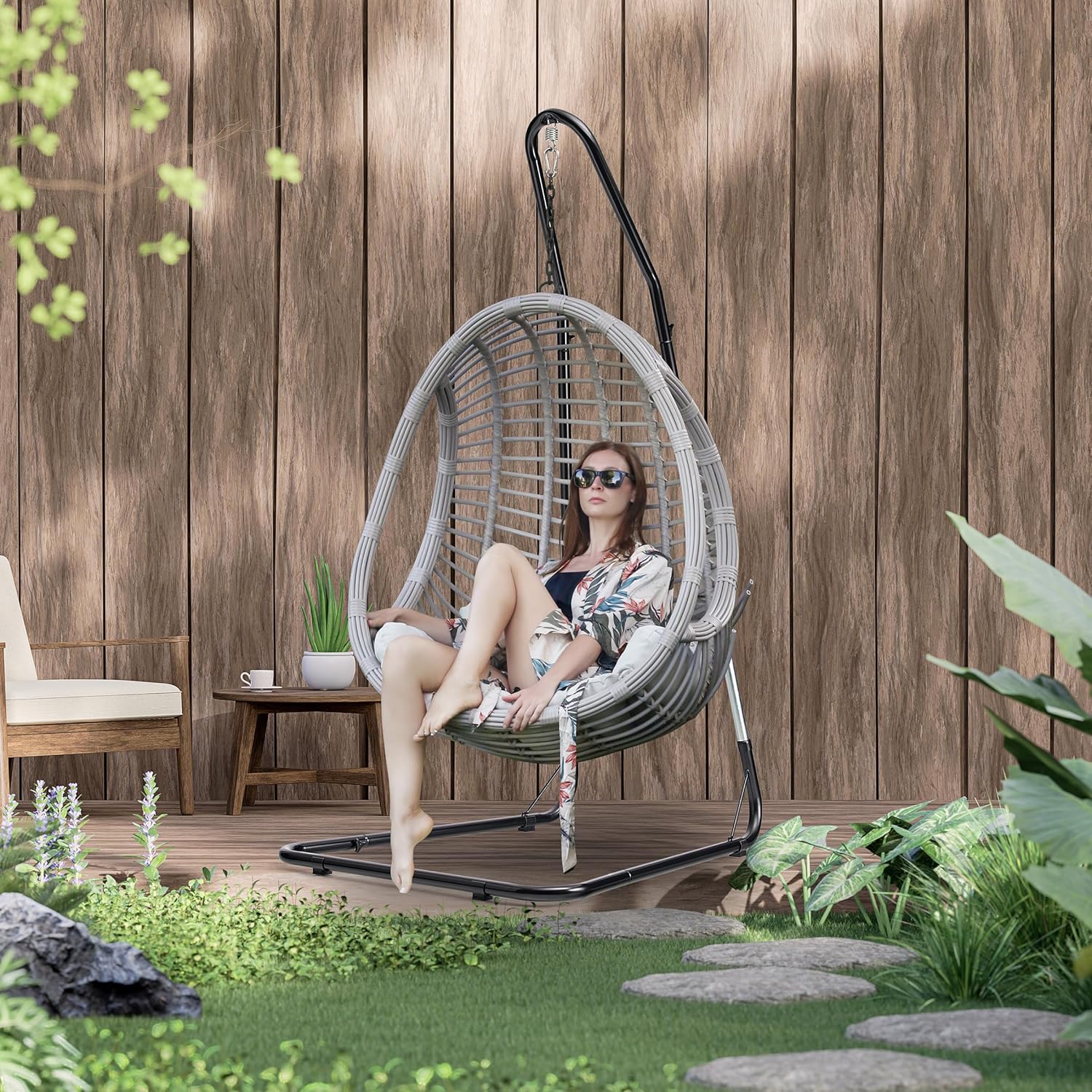 Sorbus Durable Hammock Chair Stand Hanging Chair Stand- Heavy Duty Steel Sensory Swing Stand- Weather & Rust Resistant- Adjustable Portable Stand 330lbs for Tree,Lounger,Air Porch,Indoor/Outdoor,Patio