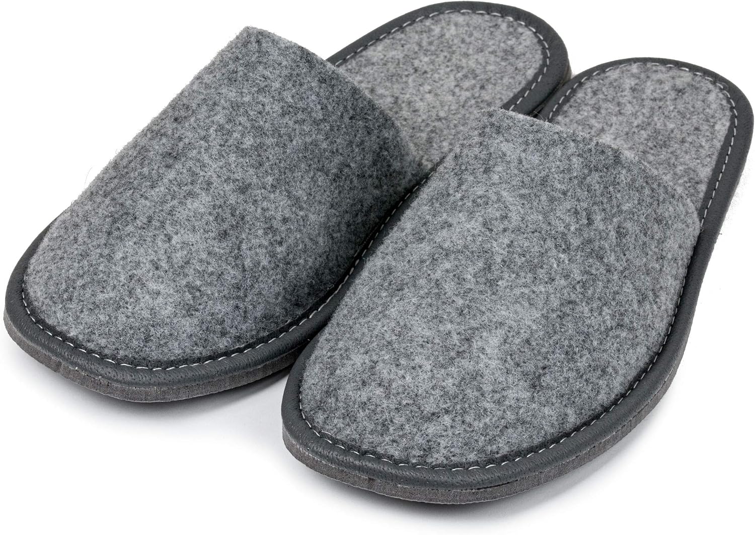 Nowo Herren Filz-Pantoffeln Schwarz – Rutschfeste Sohle, Geschlossene Form, Für Größen 40-46, Kuschelig Warm