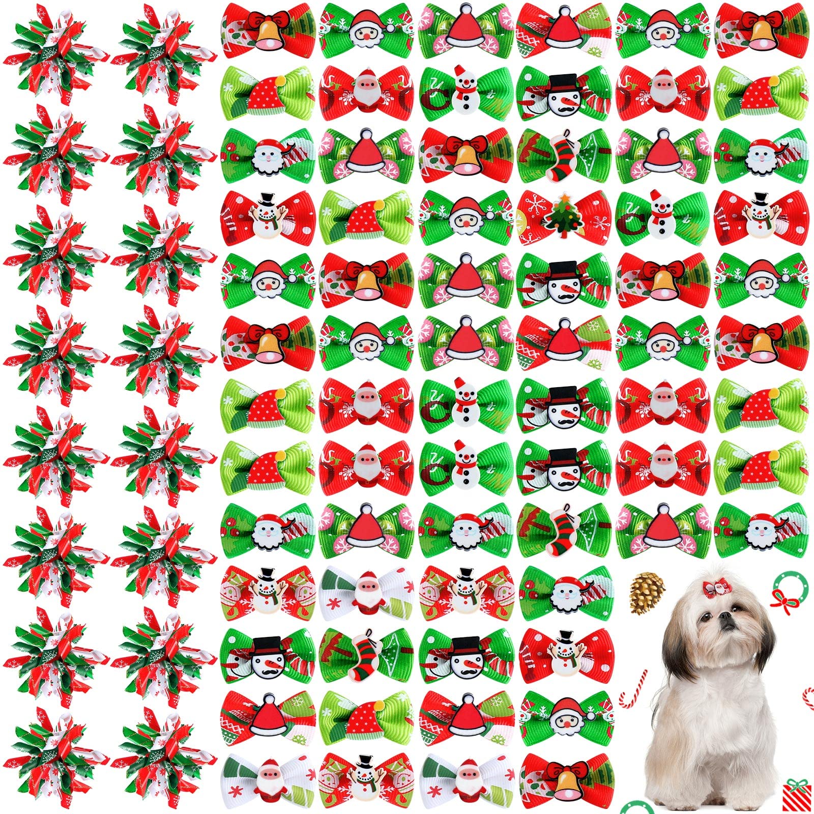 Nœuds de Noël pour chien bonhomme de neige élastique toilettage x70