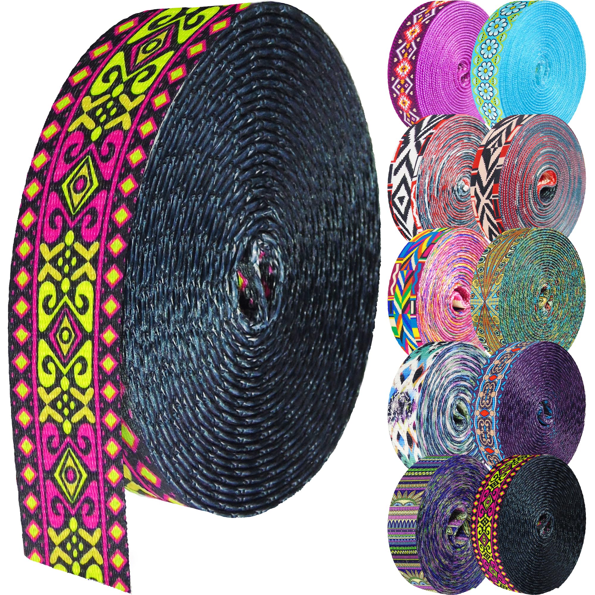 Grosun 1.5 inch Patterned Nylon Webbing Belt Webbing Straps Purse Straps Backpack Straps Nylon Belt