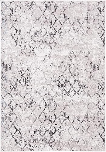 Miniatura 3 de SAFAVIEH Amelia Collection ALA783F - Alfombra de área de 5 pies 3 pulgadas x 7 pies 6 pulgadas, gris y gris claro, diseño moderno enrejado