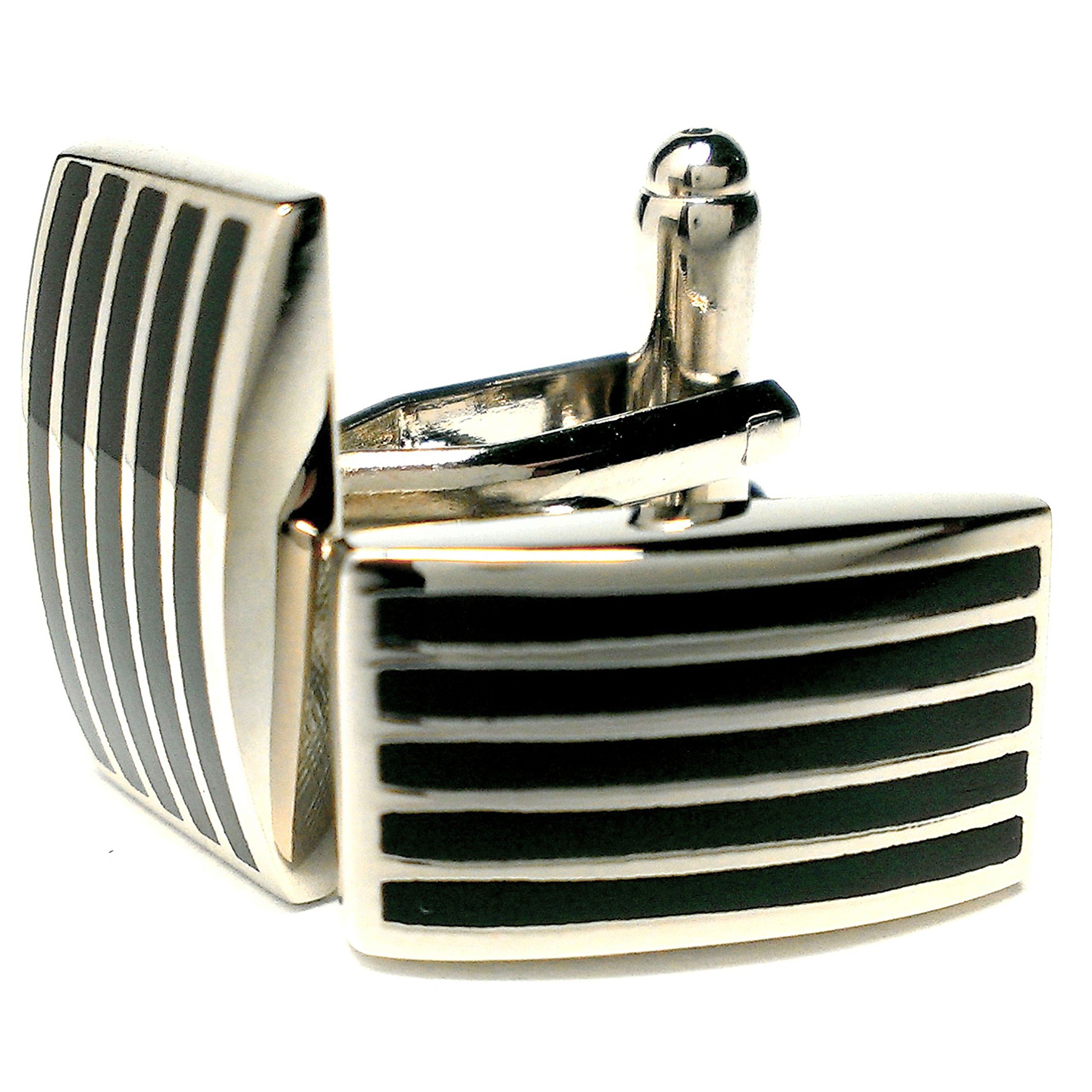 Minimalist Enamel Design (Black) Cufflinks for Men