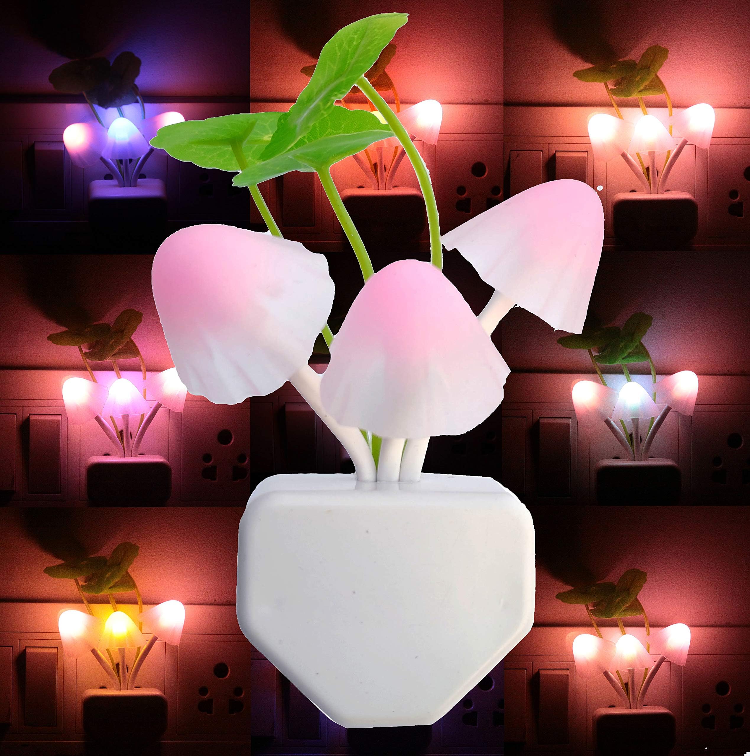 PickTheDeal Colorful Led Lamps Mushroom Shape Automatic Sensor Light(Multi Color Light) (Leaf)