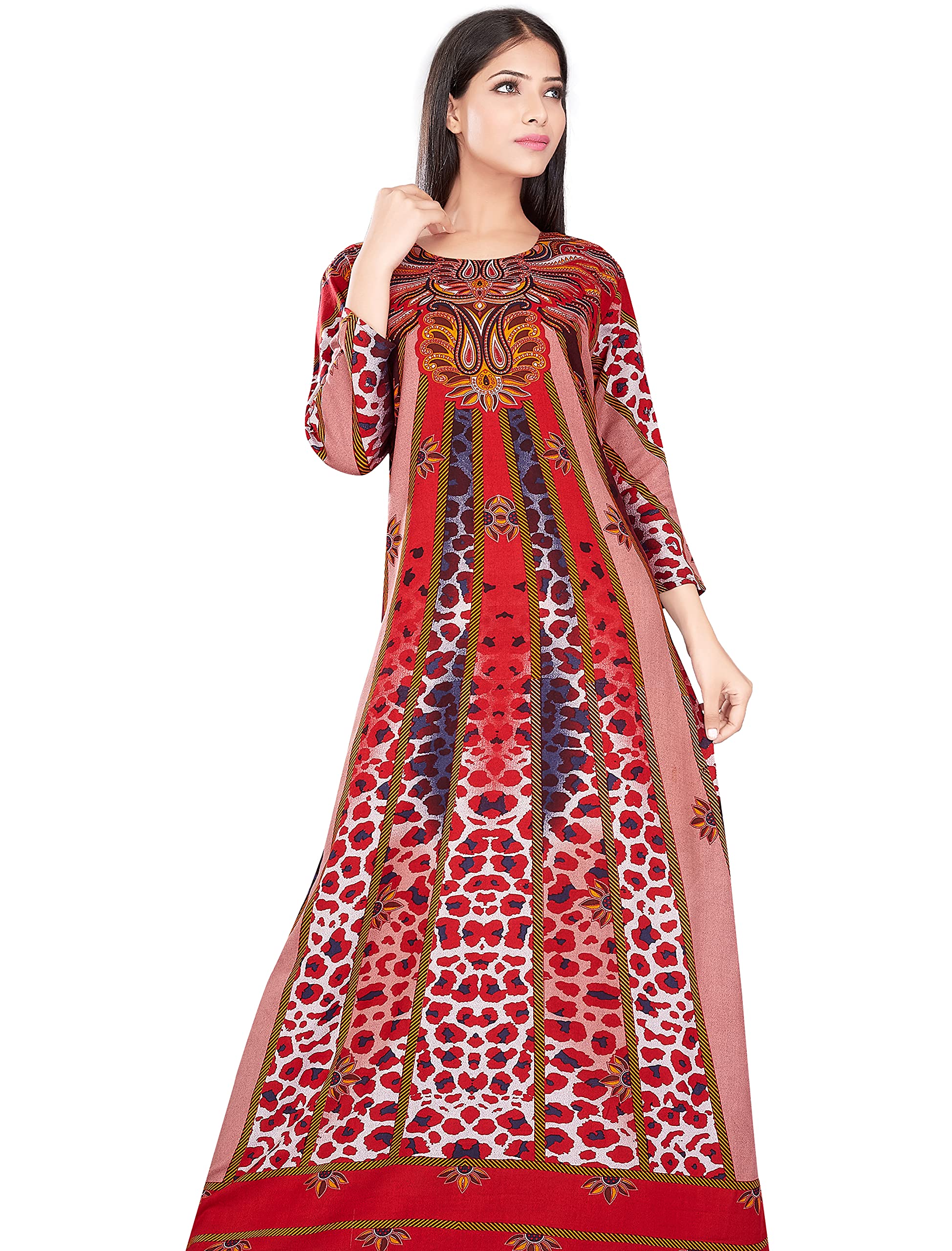 Twenty Four Carrots Women's Alpine Cotton Night Gown | Comfortable Printed Sleep Wear for Women with 3/4th or Long Sleeves | Stylish and Fashionable Nighty to Sleep-in