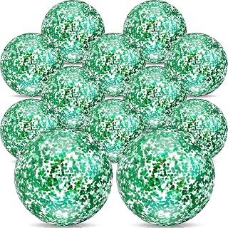 Lewtemi 12 Pcs Inflatable Glitter Beach Balls 16 Inch 24 Inch Shiny Giant Confetti Balls Swimming Pool Beach Blow up Balloon for Outdoor Summer Party Wedding Decor(Green)