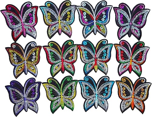 Miniatura 3 de Qingxi Charm 24 parches bordados de lentejuelas de colores surtidos para coserplanchar en ropa, sombrero, pantalones, zapatos, cortina, decoración