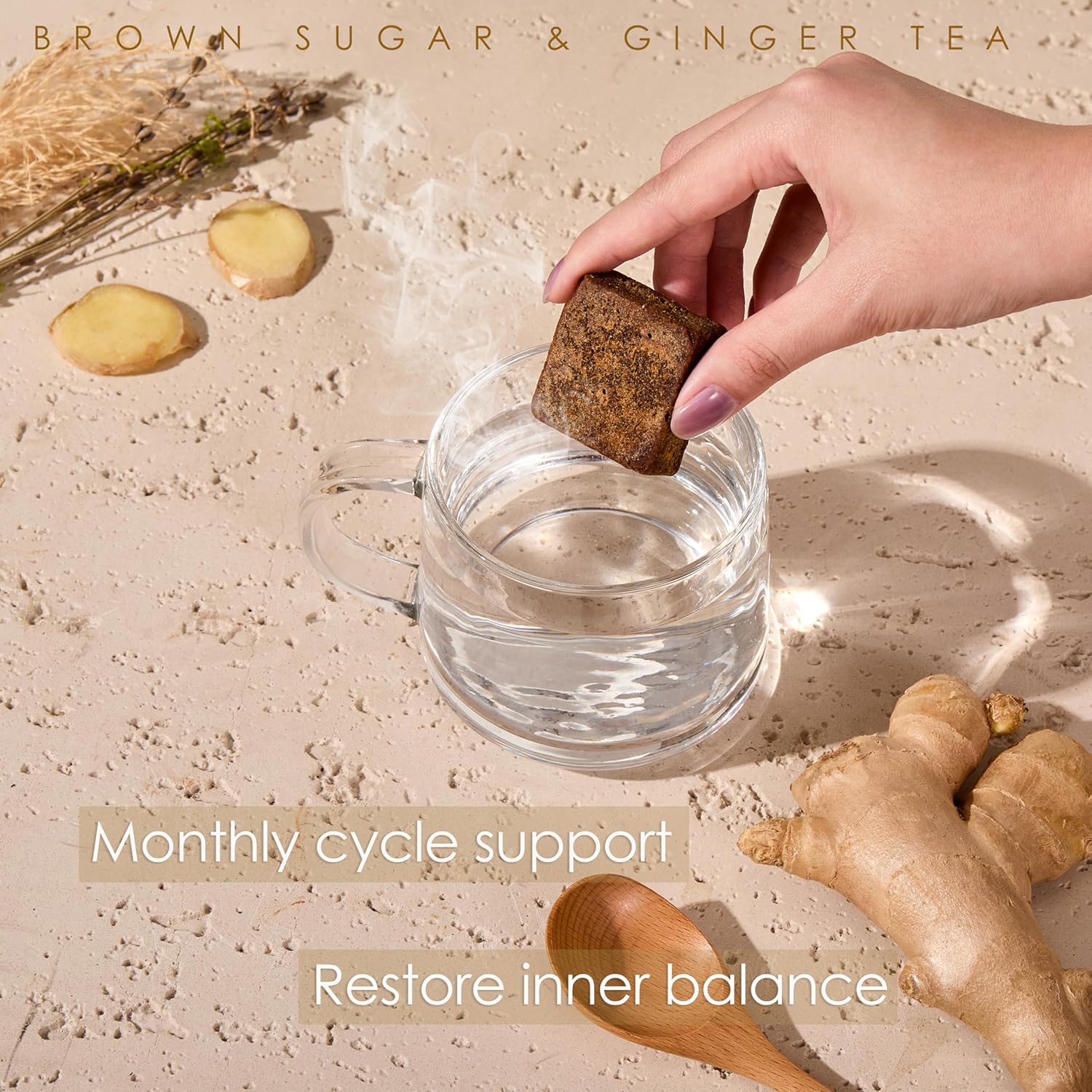Redmint Brown Sugar Ginger Tea Cube, All Natural Taiwanese Brown Sugar Cubes for Menstrual Cycle, Digestive & Immune Support | Traditional Chinese Herbal Tea | 30g × 8 Cubes