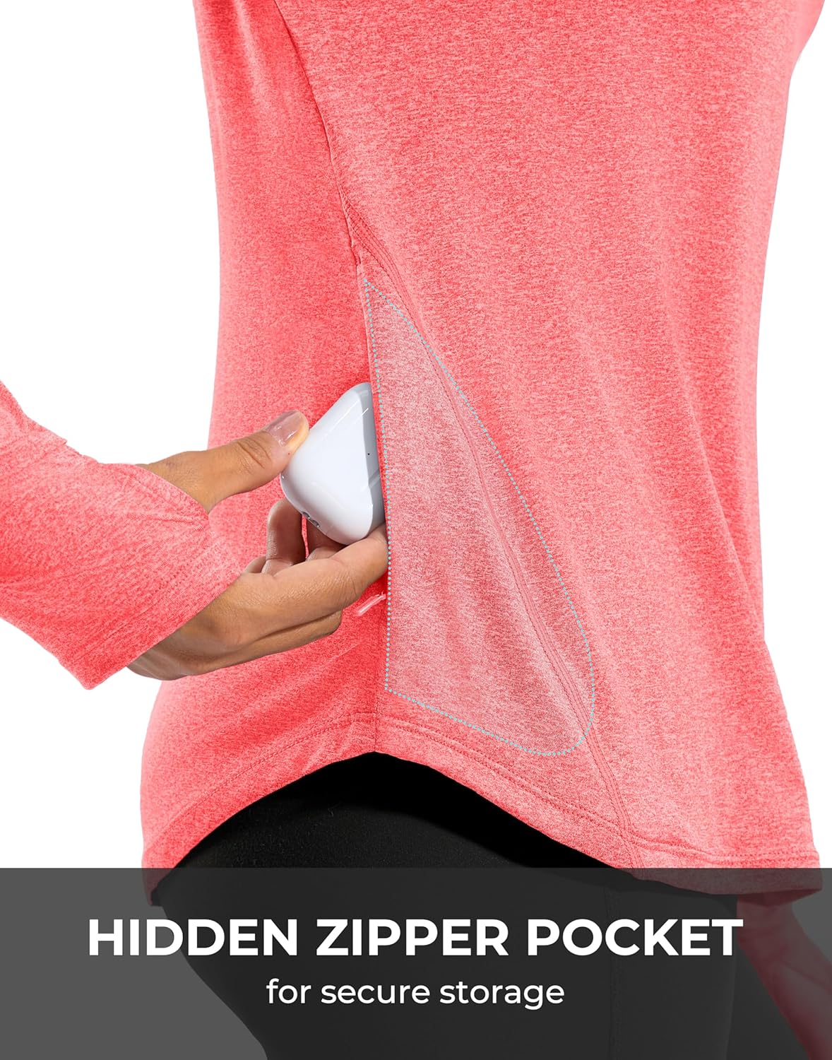 G Gradual Long Sleeve Workout Tops for Women Quick Dry Lightweight Running Athletic Shirts with Zip Pocket Moisture Wicking - Image 4