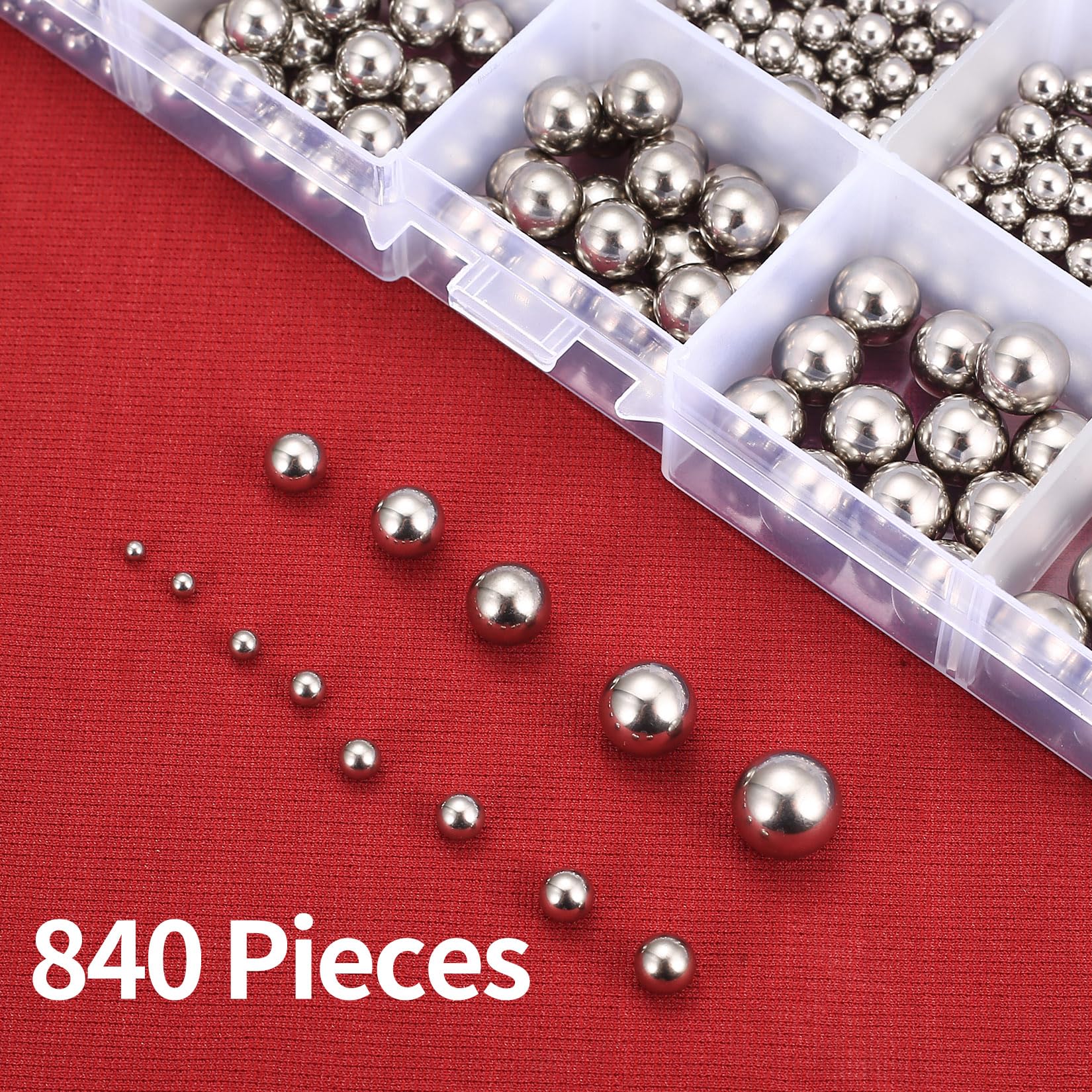 840 Pcs Rodamientos de Bolas de Precisión Acero Inoxidable, Bolas Métricas para Bicicletas, Patinetas y Patines (13 Tamaños)