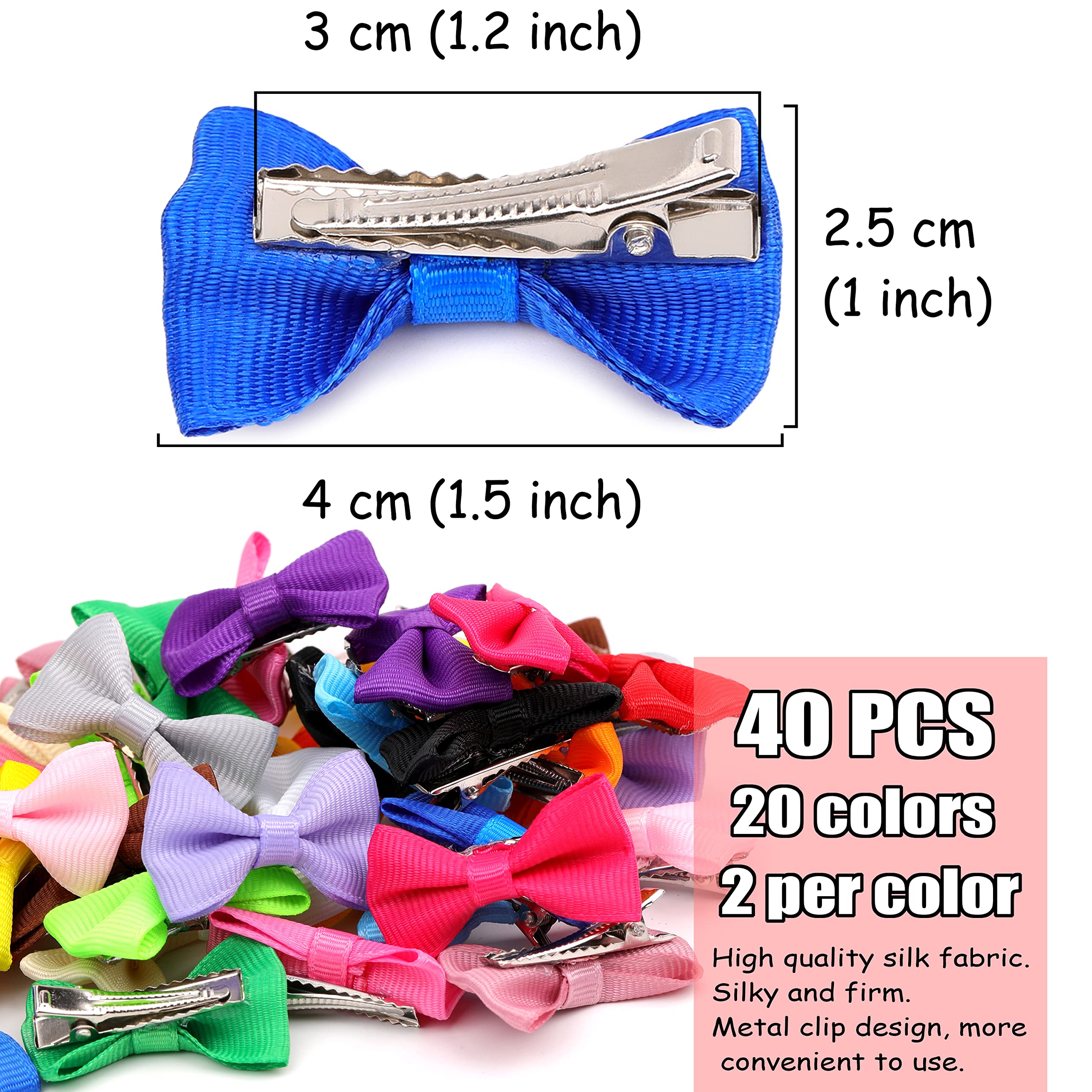 Petbuy 40PCS Christmas Dog Bows Cute Puppy Dog Small Bowknot Hair Bows with Clips Bands Small Dog Hair Bowknot Pet Hair Accessories Pet Grooming Accessories for Party Christmas Birthday