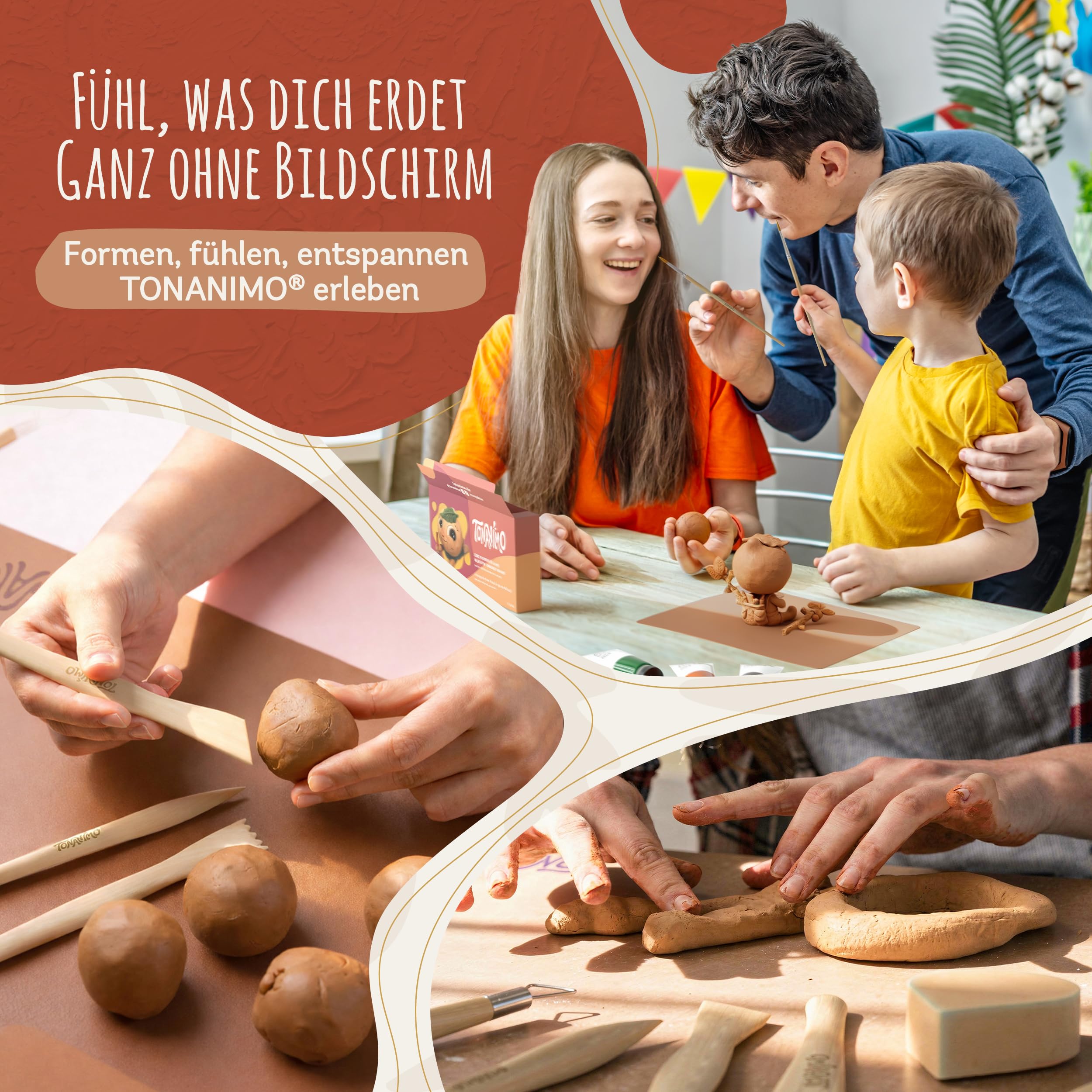 Dein Töpferset für Zuhause – DIY Set mit 2 kg lufttrocknendem Ton & Anleitung | Kreativ Set für Erwachsene & die ganze Familie – kein Brennofen nötig | Geschenkidee für unvergessliche Momente