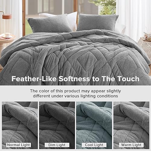 Miniatura 8 de Comfort Spaces Juego de edredón reversible de felpa suave y reversible para cama tamaño Queen para todas las estaciones, edredón ligero de forro
